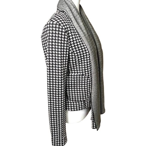 Cabi Houndstooth Woven Knit Relaxed Open Front Cardigan Size S Black Grey White - Picture 4 of 12